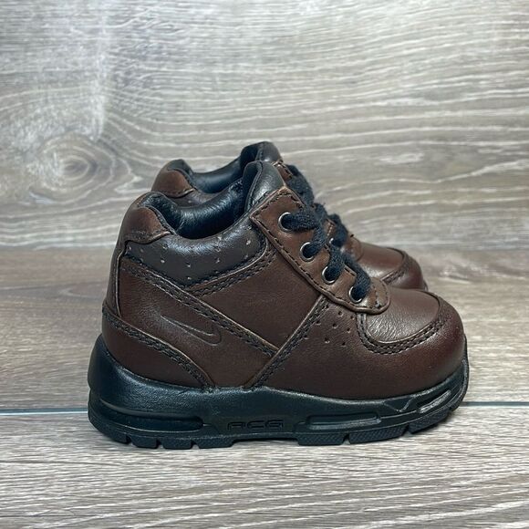 Nike Air Max Goadome ACG Toddler Boy Sz 5.5 Dark Cinder Black Leather Boots - Picture 1 of 11